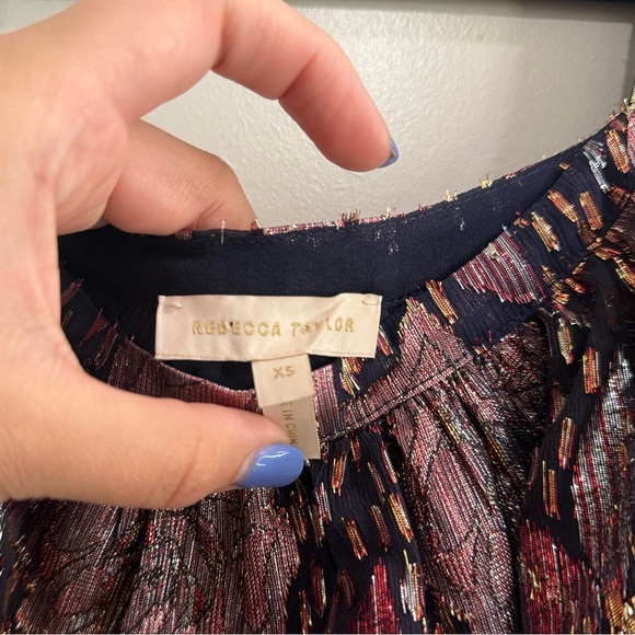 SOLD - Rebecca Taylor Metallic Rose Blouse - Picture 5 of 5